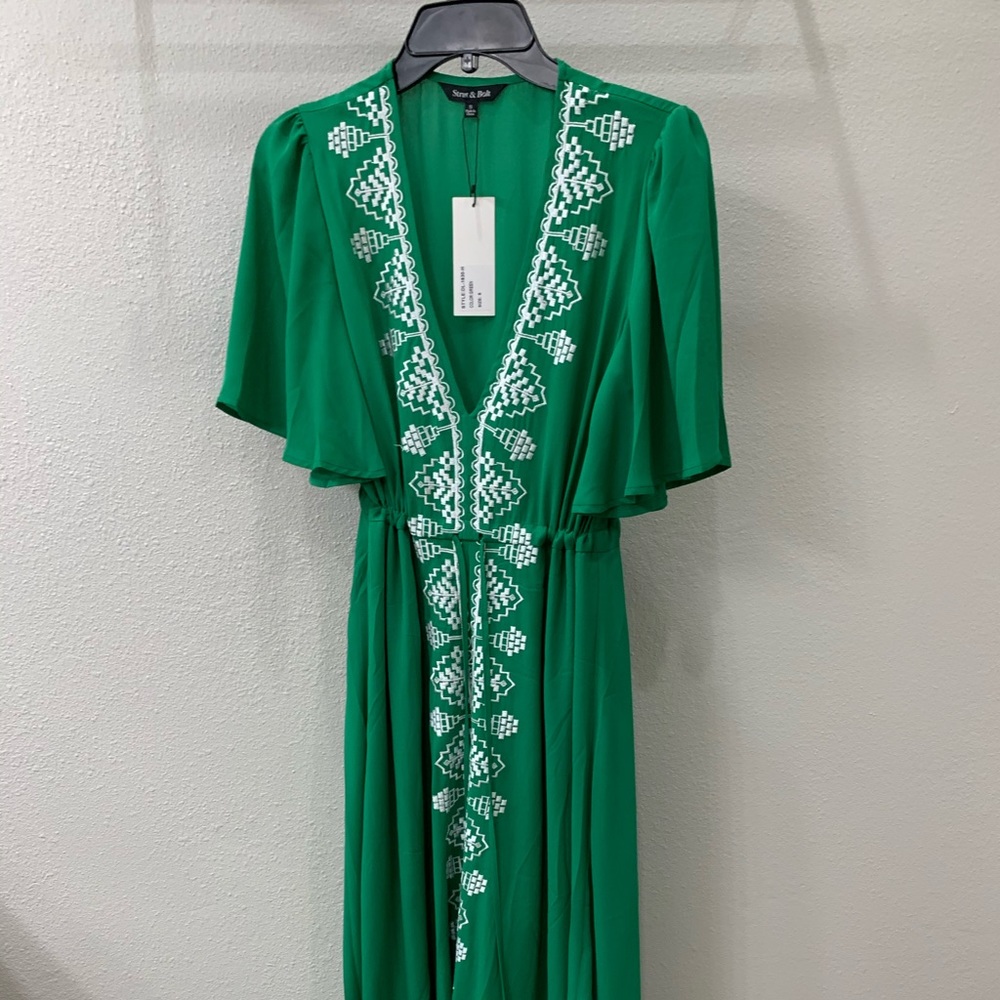 Emerald Green Embroidered Dress
